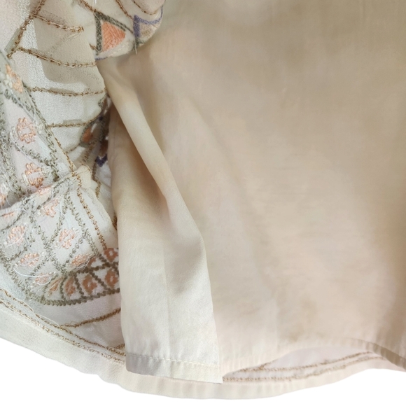 Free People Boho Flapper Shift Beaded Embroidered Backless Mini Dress - Cream - Picture 7 of 15